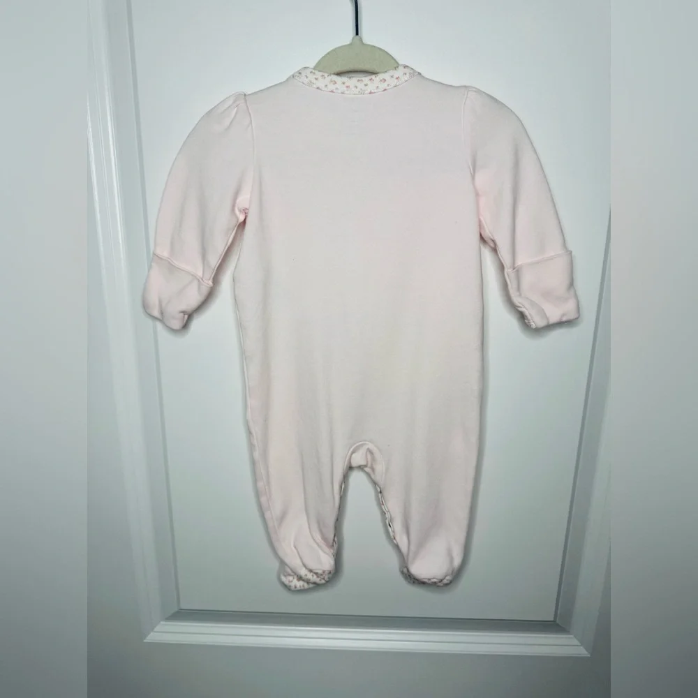 Ralph Lauren Light Pink Baby Girl Floral Trim Footie Pajamas Size 3M